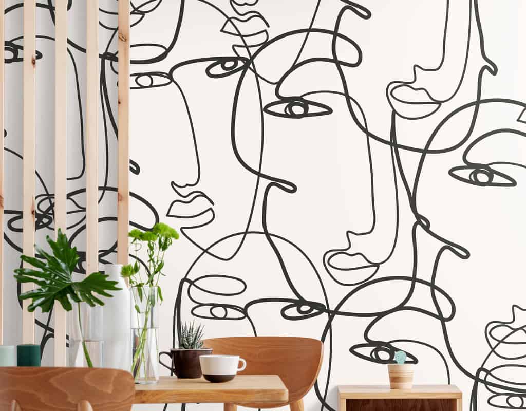 Scandinavian_dining_room Papier Peint line art