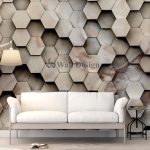 papier peint 3D hexagone