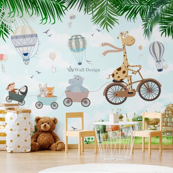 Papier Peint Le Girafon sur Bicyclette