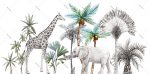 papier peint enfant giraffe et elephant