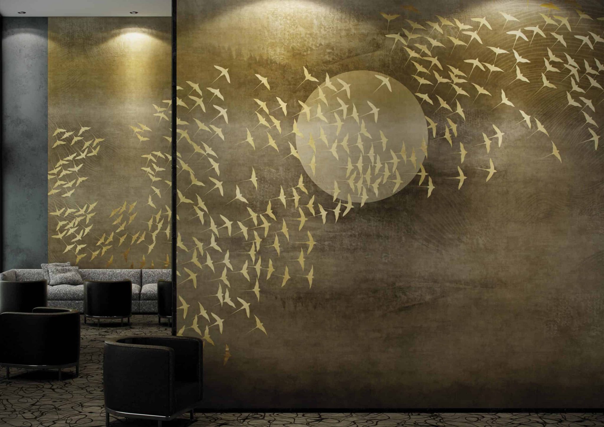 gold-glgo111a-aurea-amb-cat-b Papier Peint Gold Birds