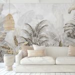 Papier Peint Feuilles Tropicales Effet Doré