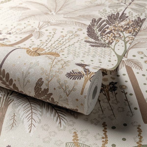 Papier peint texturé à feuillage floral