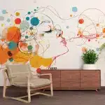 Papier peint Visage Abstrait en Couleurs