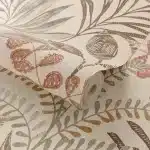 Papier peint tropicale feuilles beige
