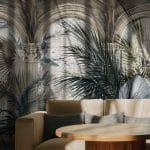 Papier peint vintage arche tropical