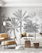 Papier Peint Évasion Tropicale Monochrome