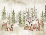 Papier Peint Forêt avec Faons et Animaux de la Nature – Image 2