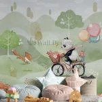 Papier Peint Forêt avec Panda et Animaux