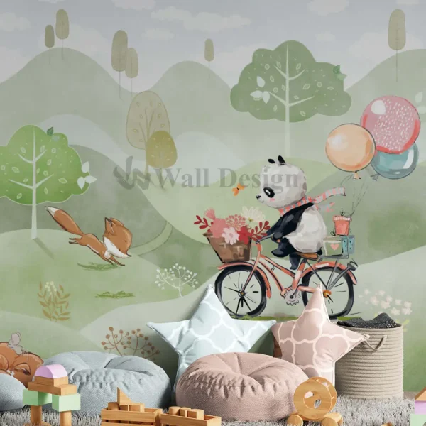 Papier Peint Forêt avec Panda et Animaux