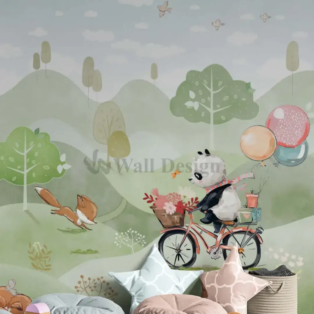 Papier Peint Foret avec Panda et Animaux 2