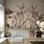 Papier peint jungle botanique au motif végétal luxuriant pour intérieur naturel et élégant