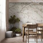 Papier peint Branches Florales Beige