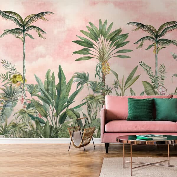 Papier Peint Jardin Rose Tropical