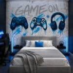 Papier Peint Gaming Graffiti Bleu